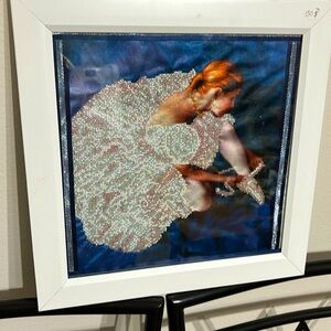 Beautiful picture of ballerina embroidered with beads 14”x14”